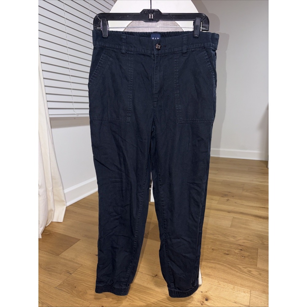 GAP Women's Size Medium Black Jogger Pants Jeans Wash Tapered Casual & Pockets